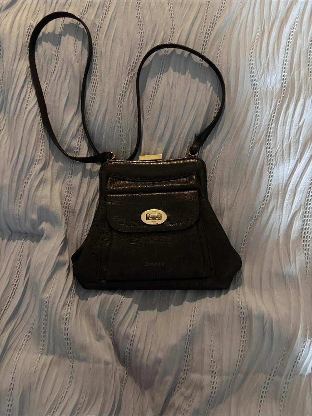 DKNY Black Crossbody Bag with Gold-Tone Turn Lock